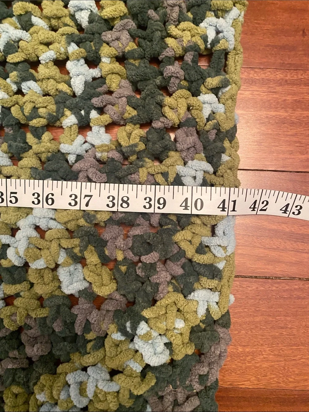 Handmade Multicolor Soft Crochet Throw Beautiful Color Olive, Cream Green 41x57